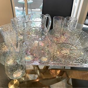 Iridescent plastic 11 pcs summer drinkware set